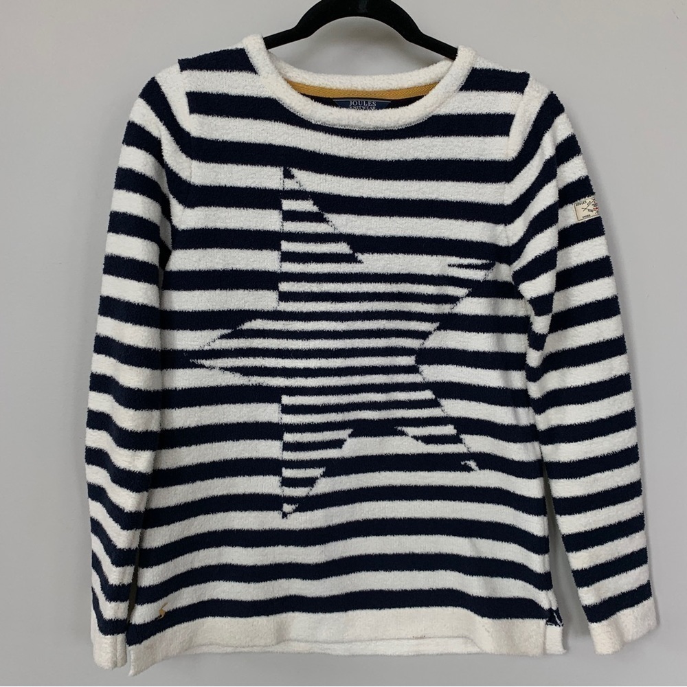 Joules Knitwear Blue‎ & Cream Striped Star Sweater Size 6